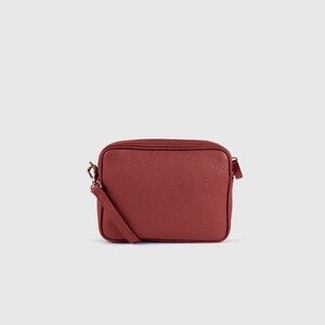 Quince Italian Leather Crossbody Bag, burgundy